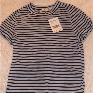 NWT Free People Blue Striped Short Sleeve Tee